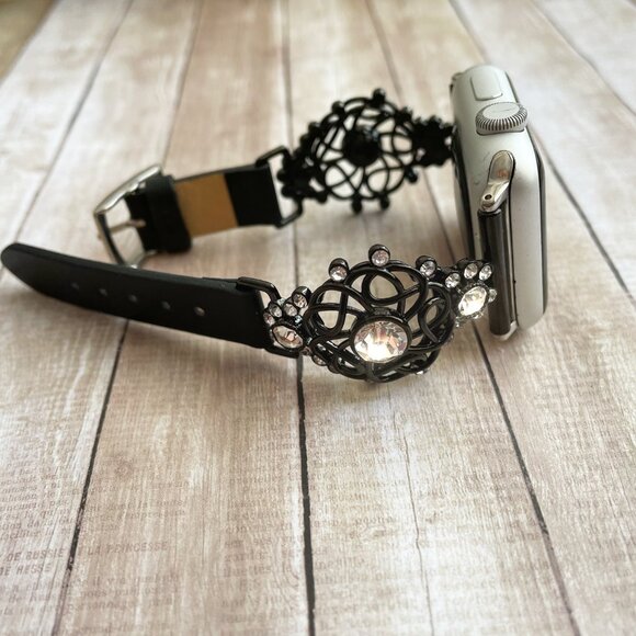 Chic Diamond Leather Bracelet for Apple Watch 9-1 Ultra/2, iWatch 49-38m, (NEW) main image 4
